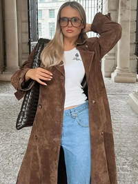 Faux Suede Winter Jacket for Women - Sorina-S-State of Style