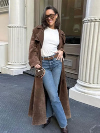 Faux Suede Winter Jacket for Women - Sorina-S-State of Style