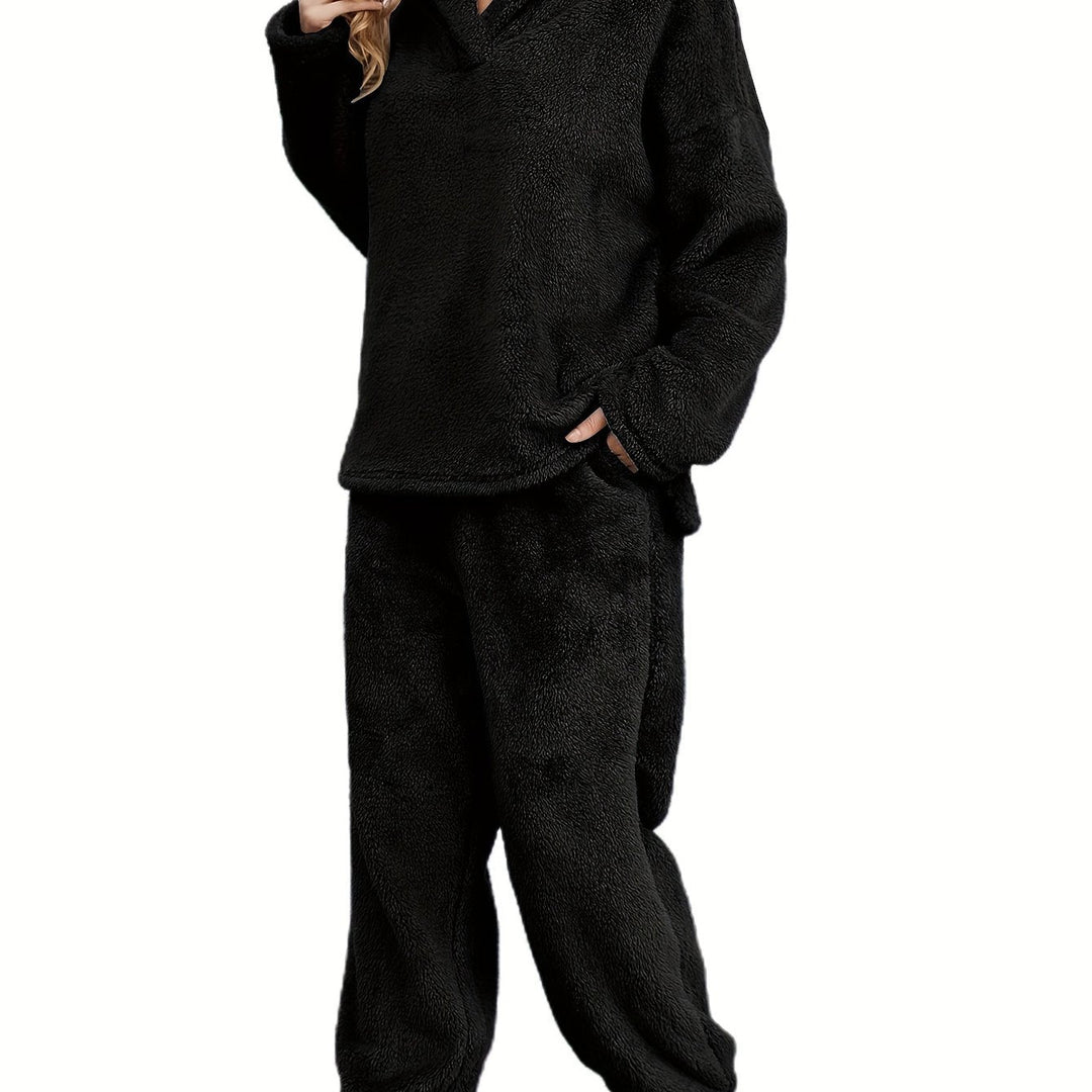 Warm Coral Fleece Women's Loungewear Set – Fenna