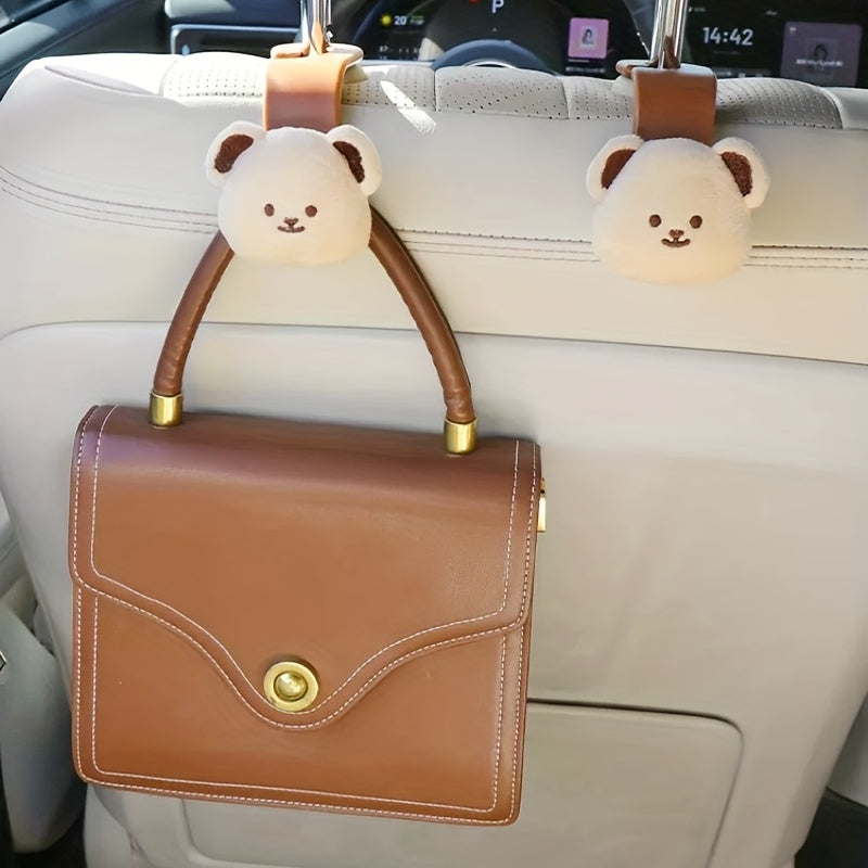 Car seat-back hooks with bear motif – handy storage solution for on-the-go (buy one, get one free)