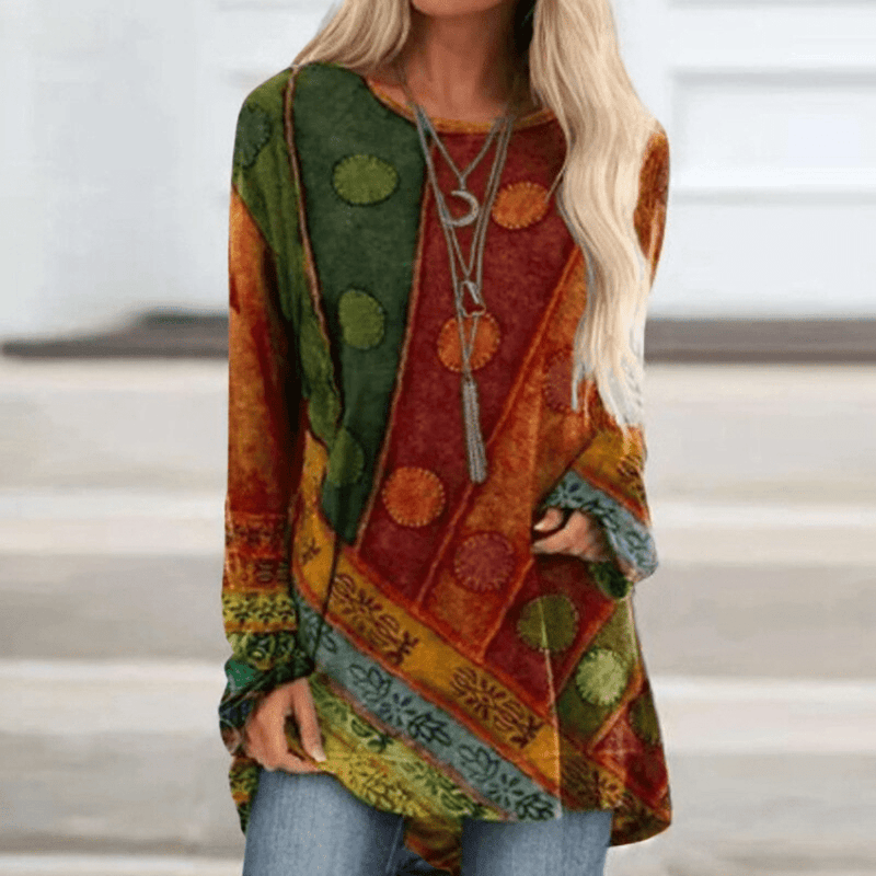 Feminine autumn sweater with vintage flair – Elisa-Green Red-S-State of Style