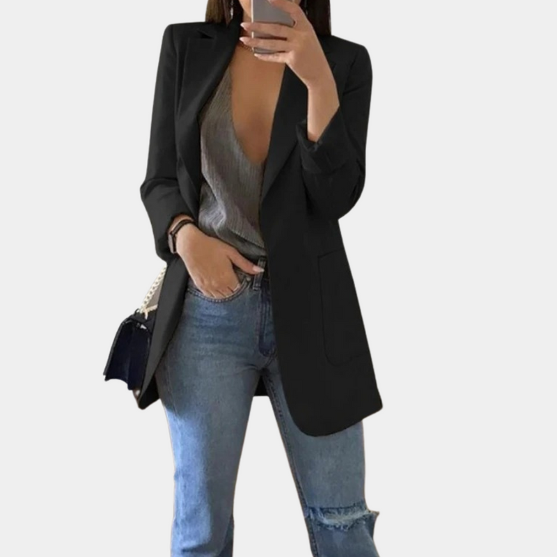 Fentii - Casual Long Blazer for Women-Black-S-State of Style
