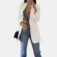 Fentii - Casual Long Blazer for Women-White-S-State of Style