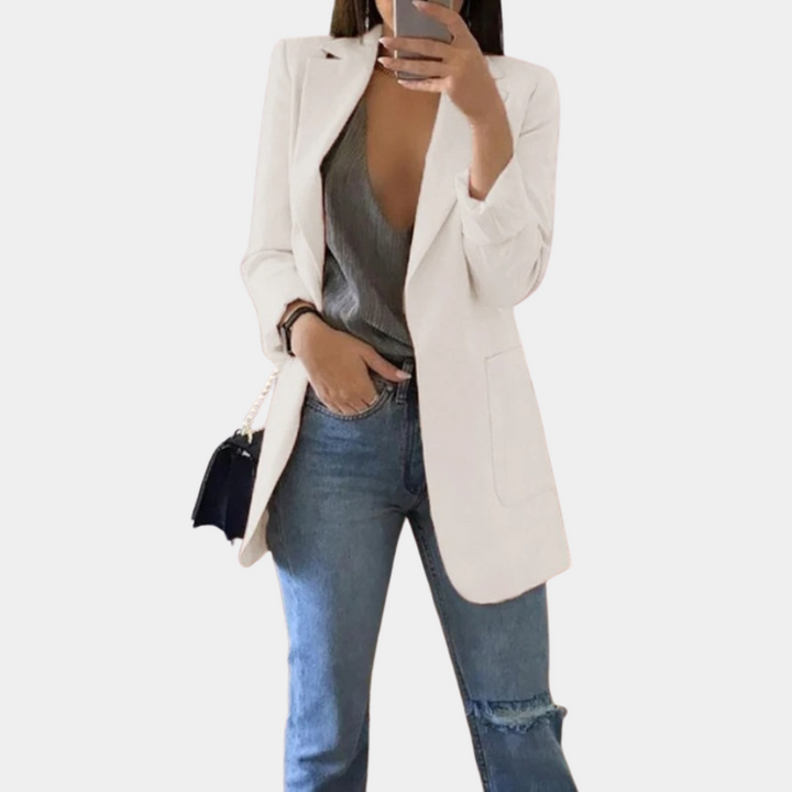 Fentii - Casual Long Blazer for Women-White-S-State of Style