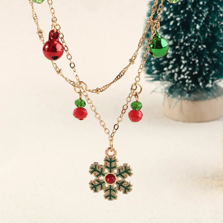 Festive Colourful Snowflake Necklace-State of Style