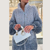 Festive Knitted Cardigan with Sequins - Viola-Blue-S-State of Style