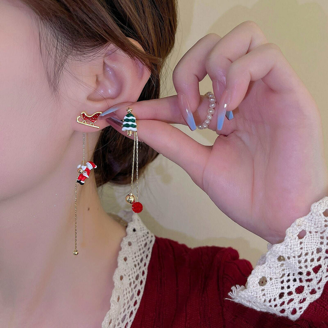Festive Santa Tassel Earrings | Long Christmas Dangle Jewellery-CHRISTMAS TREE-State of Style