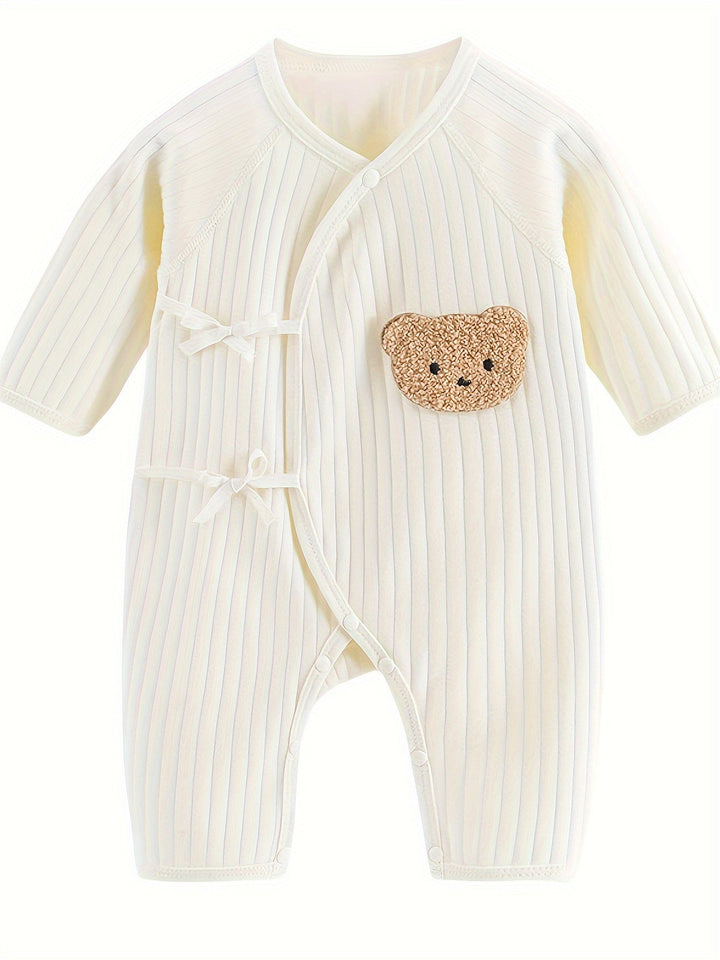 Soft baby romper set with bear print – unisex long-sleeved bodysuit