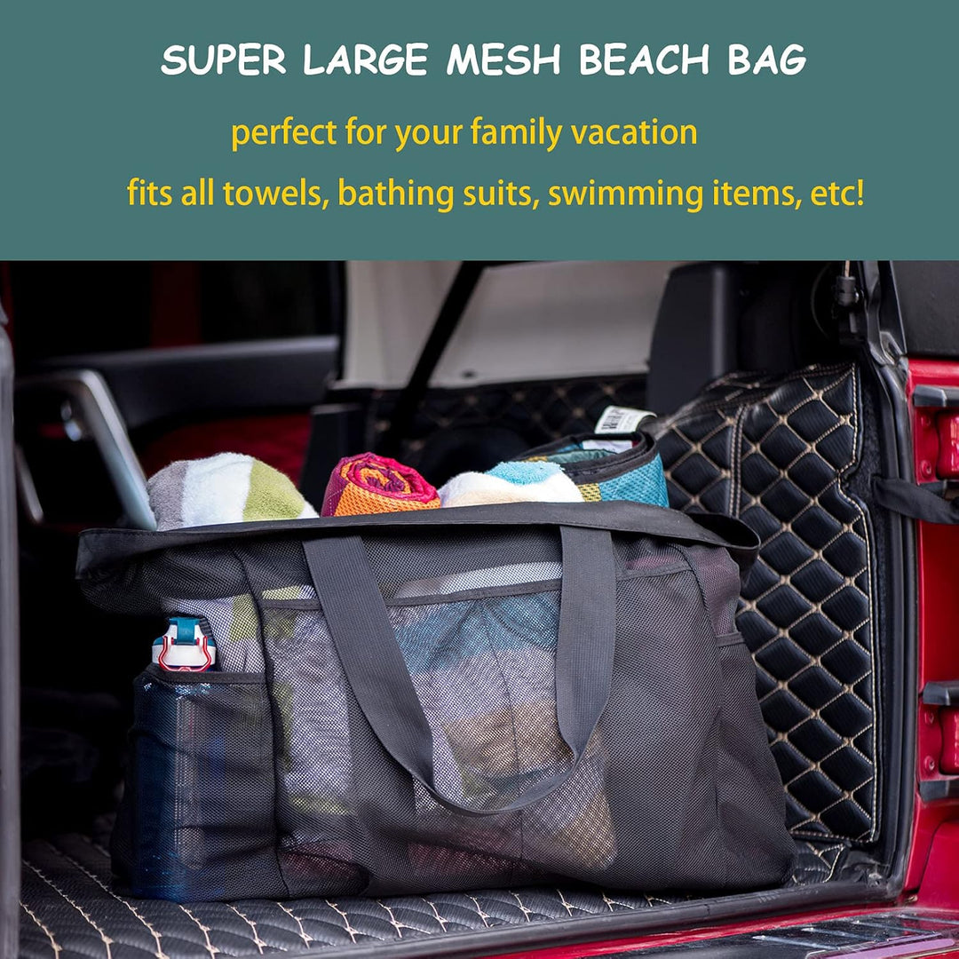 Extra-Large Mesh Beach Tote with Zipper – Sandproof Carryall