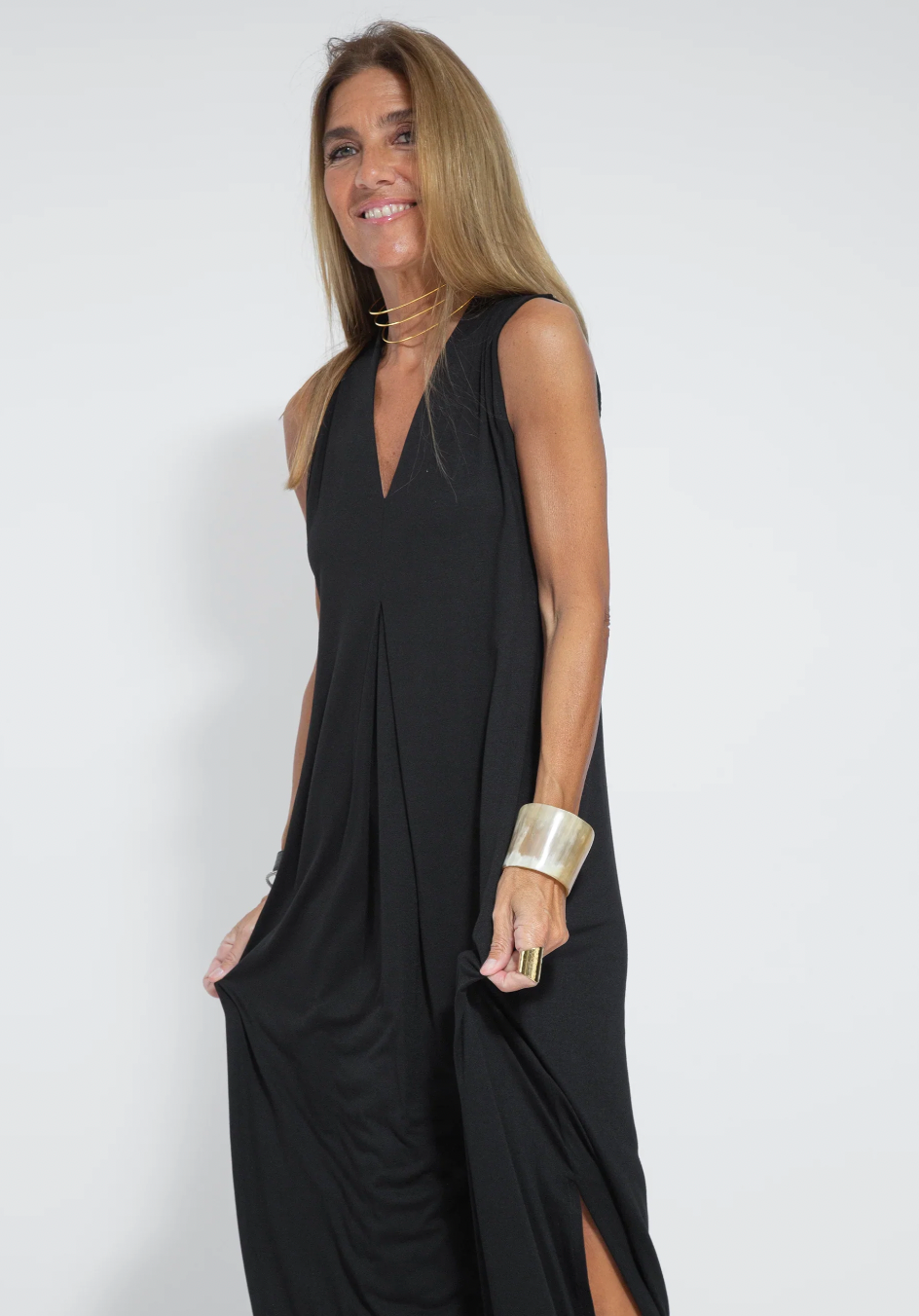 Figure-hugging dress with waistcoat – Valentina-Black dress + turquoise waistcoat-S-State of Style