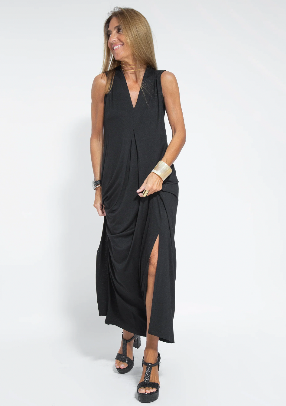 Figure-hugging dress with waistcoat – Valentina-Black dress + waistcoat in black-S-State of Style