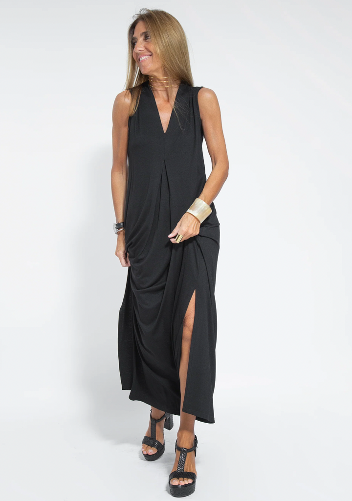 Figure-hugging dress with waistcoat – Valentina-Black dress + waistcoat in black-S-State of Style