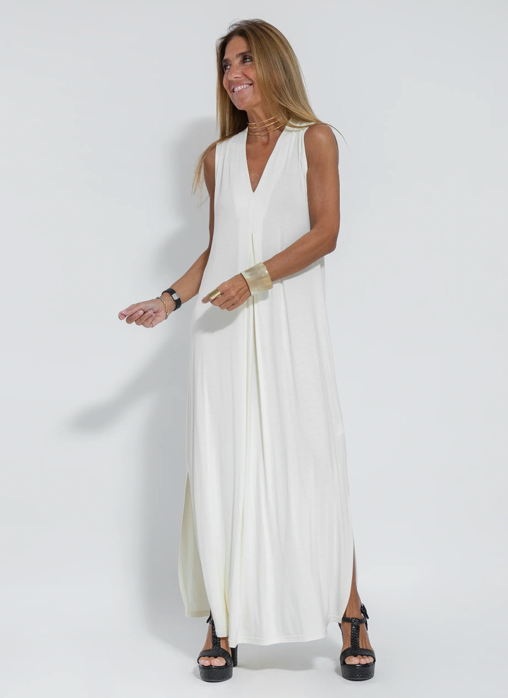 Figure-hugging dress with waistcoat – Valentina-White dress + vest in white-S-State of Style