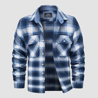 Flannel Lined Men's Shirt - Logan-Blue-White-XS-State of Style