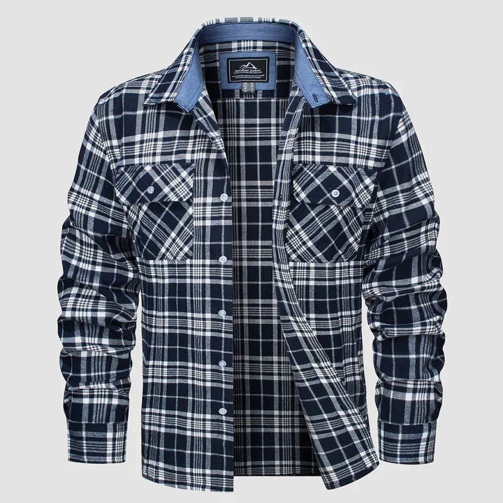 Flannel Lined Men's Shirt - Logan-Dark Blue-XS-State of Style
