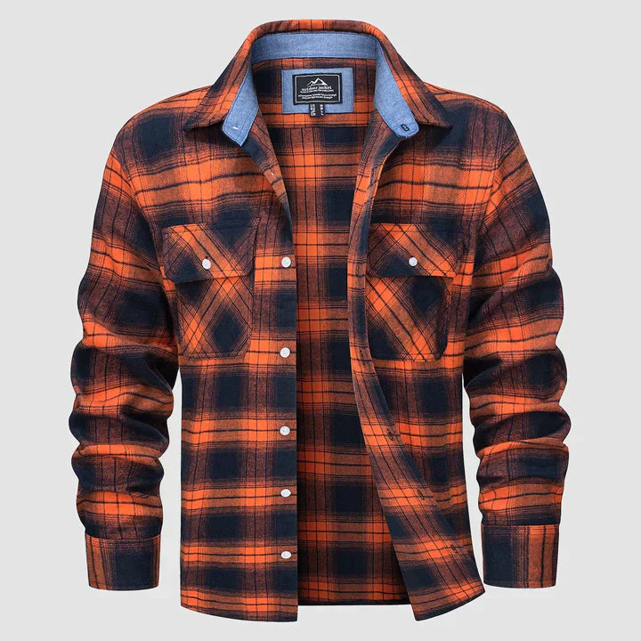 Flannel Lined Men's Shirt - Logan-Orange-XS-State of Style