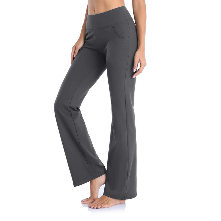 Flare Yoga Leggings with High Waist – Plus Size-Dark Grey-2XL-State of Style