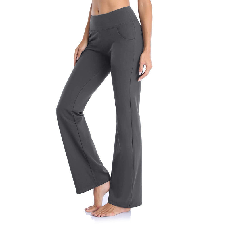 Flare Yoga Leggings with High Waist – Plus Size-Dark Grey-2XL-State of Style
