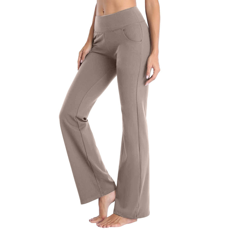 Flare Yoga Leggings with High Waist – Plus Size-Khaki-2XL-State of Style