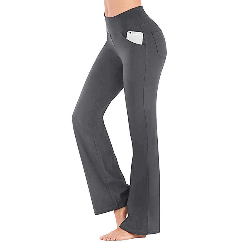 Flare Yoga Leggings with High Waist – Plus Size-Khaki-2XL-State of Style