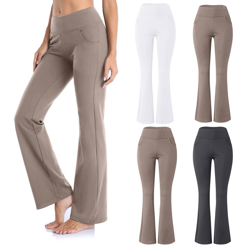 Flare Yoga Leggings with High Waist – Plus Size-Khaki-2XL-State of Style