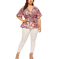 Flattering V-Neck Chiffon Tops for Curvy Women-Green-2XL-State of Style