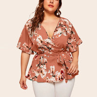 Flattering V-Neck Chiffon Tops for Curvy Women-Green-2XL-State of Style