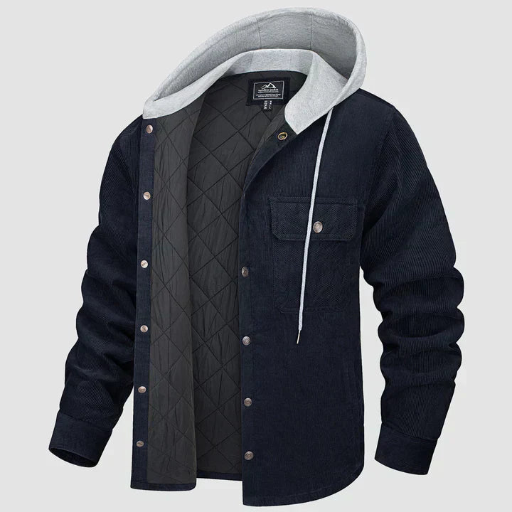 Fleece Men's Jacket with Hood - Nordic-Blue-M-State of Style