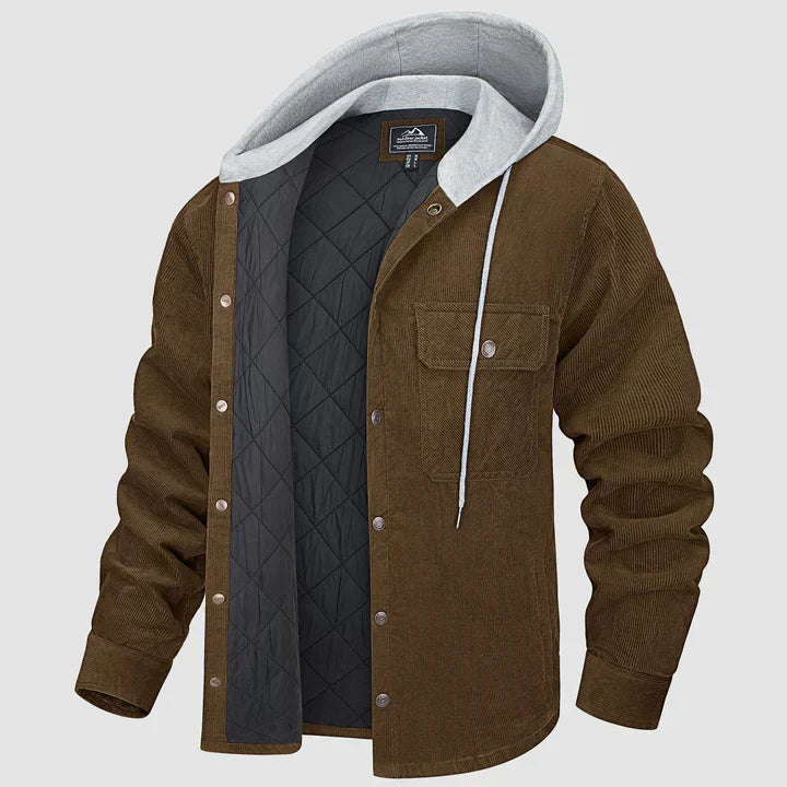 Fleece Men's Jacket with Hood - Nordic-Brown-M-State of Style