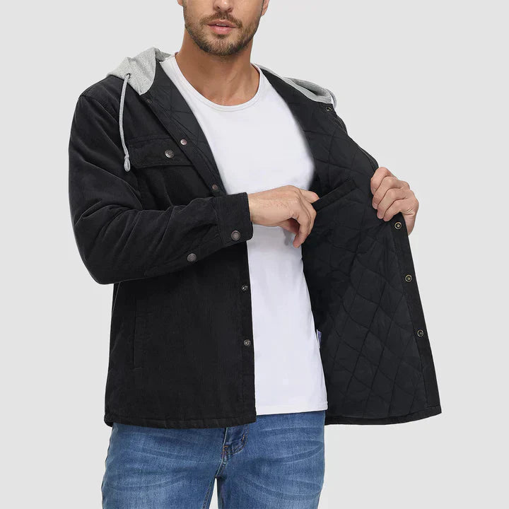Fleece Men's Jacket with Hood - Nordic-Dark Grey-M-State of Style