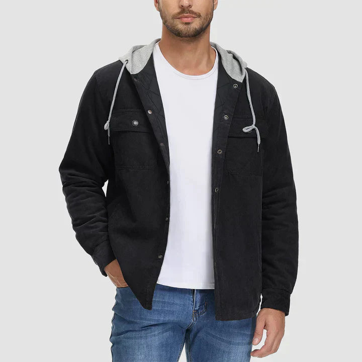 Fleece Men's Jacket with Hood - Nordic-Dark Grey-M-State of Style