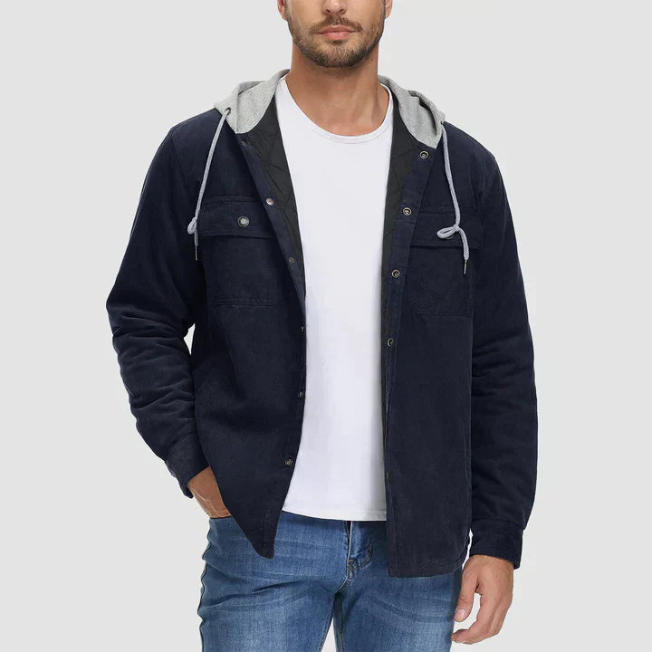 Fleece Men's Jacket with Hood - Nordic-Dark Grey-M-State of Style