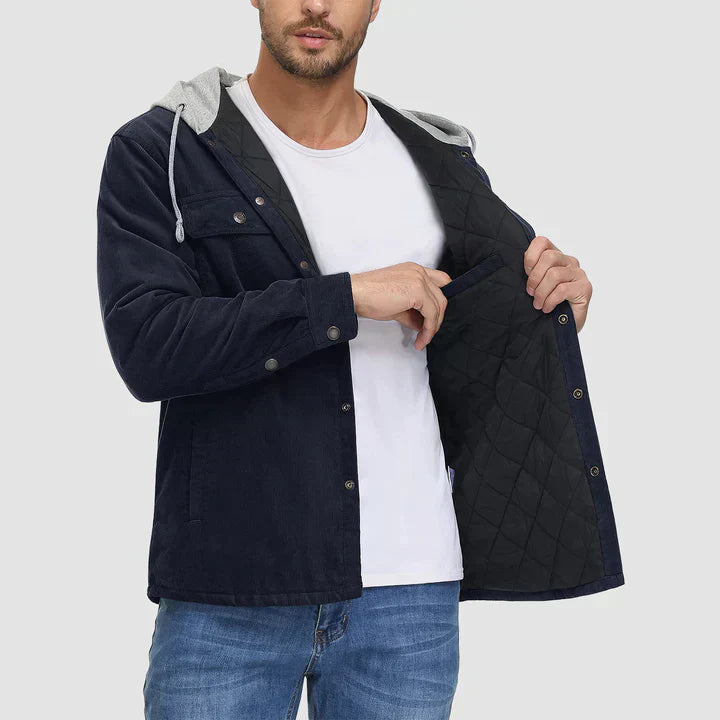 Fleece Men's Jacket with Hood - Nordic-Dark Grey-M-State of Style