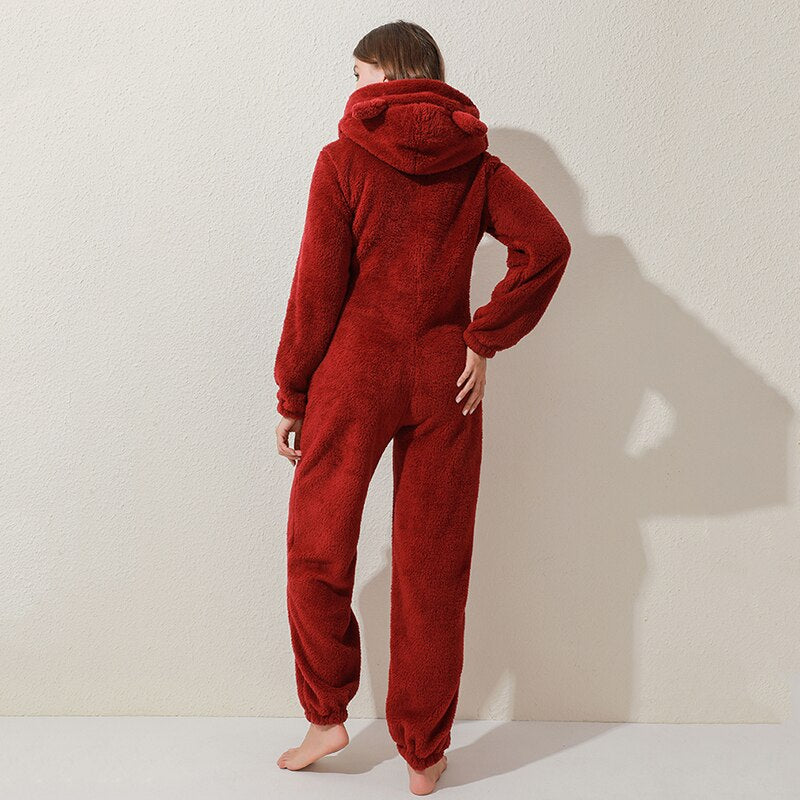 Fleece Overall with Ears | Cute, Cozy & Warm-Pink-S-State of Style