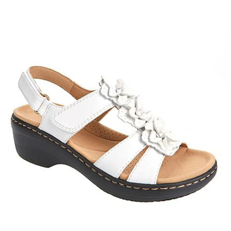 Fleur - Orthopedische Zwarte Bloemen Sandalen-Zwart-36-State of Style