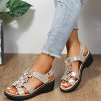 Fleur - Orthopedische Zwarte Bloemen Sandalen-Zwart-36-State of Style