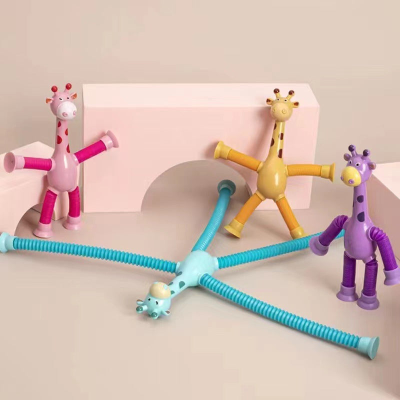 Flexible Giraffe Toy with Suction Cup - StretchyGiraffe-Pink-Without Lights-State of Style
