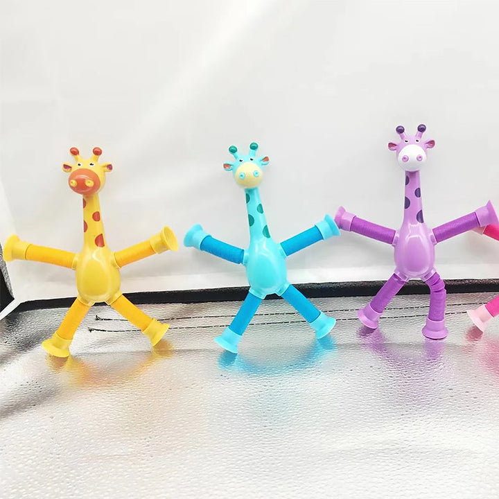 Flexible Giraffe Toy with Suction Cup - StretchyGiraffe-Pink-Without Lights-State of Style