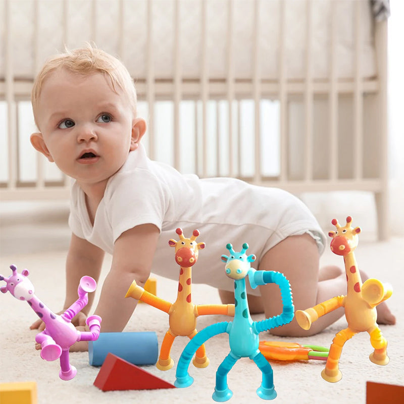 Flexible Giraffe Toy with Suction Cup - StretchyGiraffe-Pink-Without Lights-State of Style