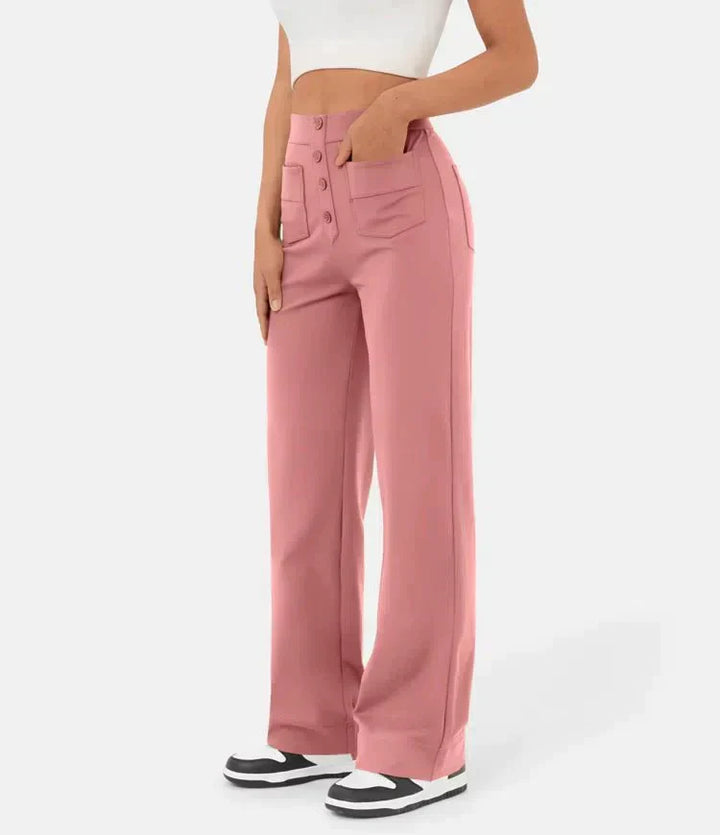 Flexible High-Waisted Pants - Luna-Stone Green-S (36)-State of Style