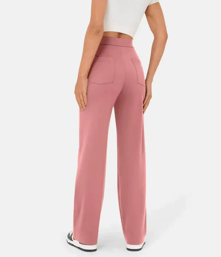 Flexible High-Waisted Pants - Luna-Stone Green-S (36)-State of Style
