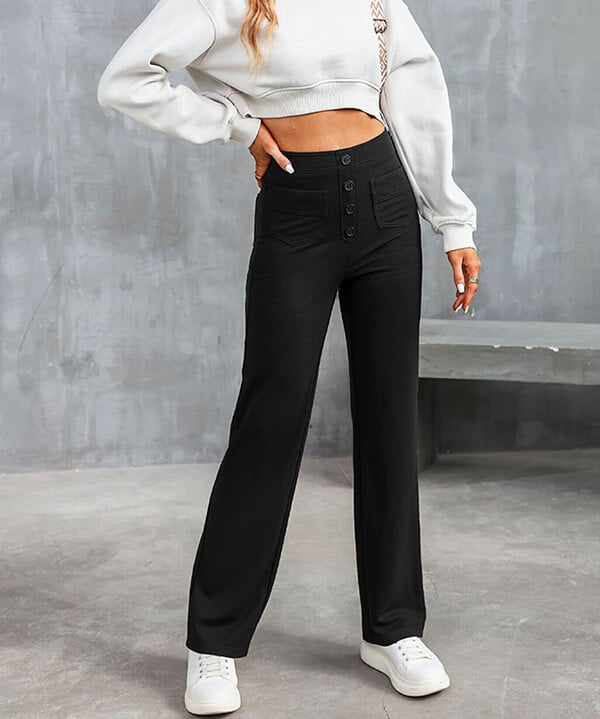 Flexible High-Waisted Pants - Luna-Stone Green-S (36)-State of Style