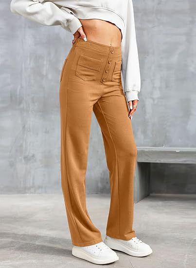 Flexible High-Waisted Trousers - Luna-Brown-S (36)-State of Style