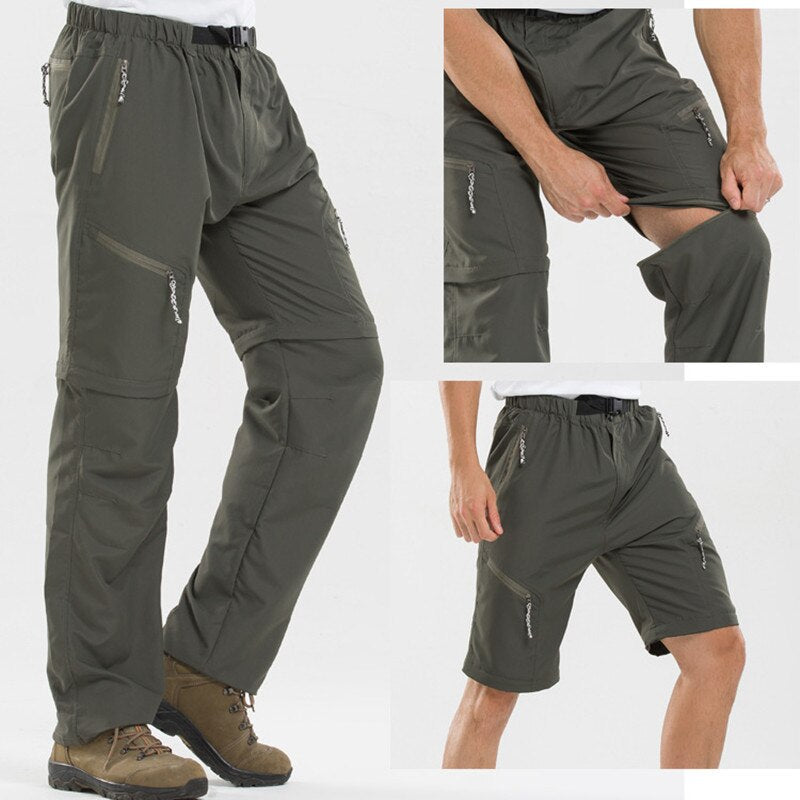 Flexible Outdoor Zip-Off Cargo Pants for Men - Noah-Army Green-S-State of Style