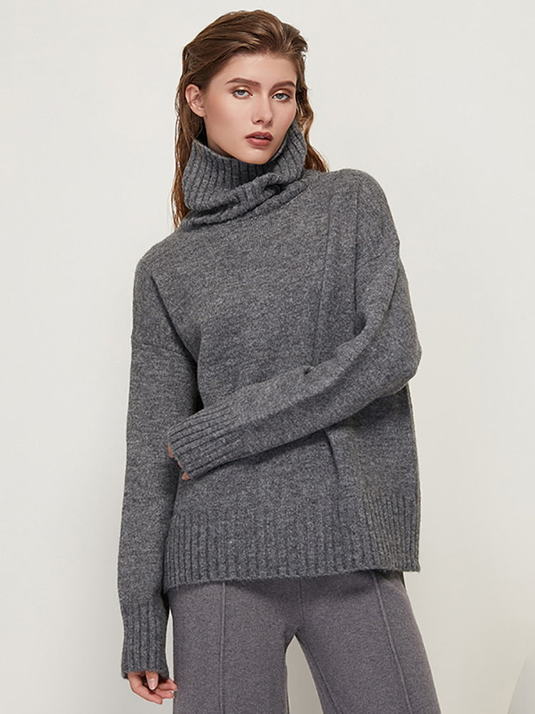 FlipShirt | Elegant & Cozy Women's Turtleneck Sweater-Dark Grey-XS-State of Style
