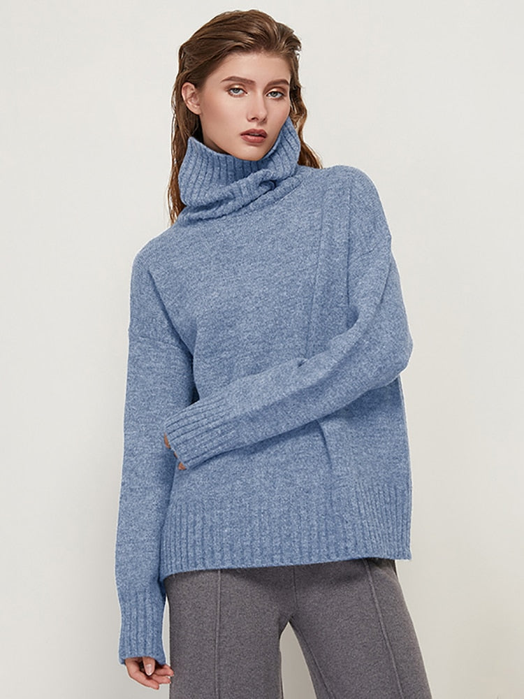 FlipShirt | Elegant & Cozy Women's Turtleneck Sweater-Light Blue-XS-State of Style