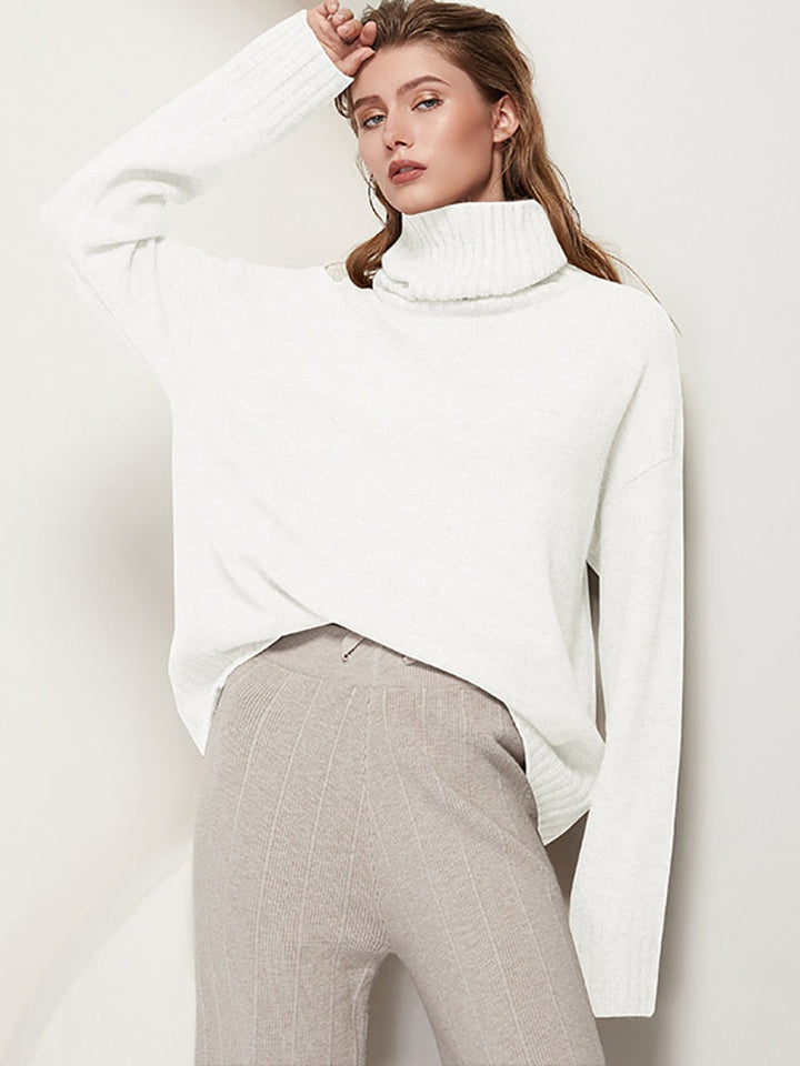 FlipShirt | Elegant & Cozy Women's Turtleneck Sweater-White-XS-State of Style