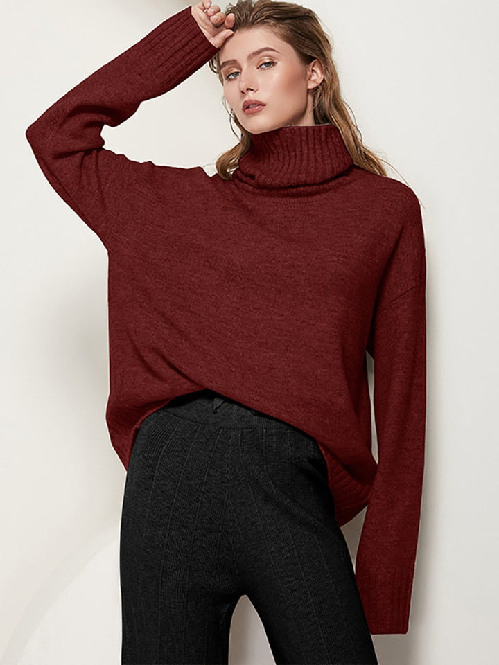 FlipShirt | Elegant & Cozy Women's Turtleneck Sweater-Wine Red-XS-State of Style