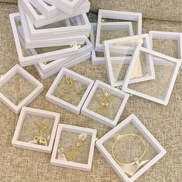Floating Jewellery Display Boxes | 10-Piece Set-BLACK-7 X 7 CM-State of Style