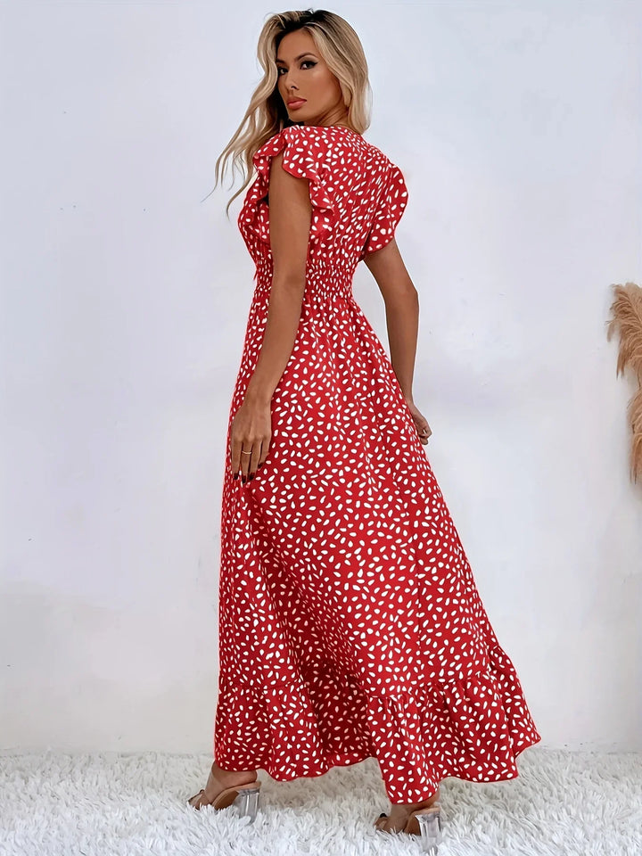 Flora Print Ruffles Dress | Stylish and Trendy-Apricot-XS-State of Style